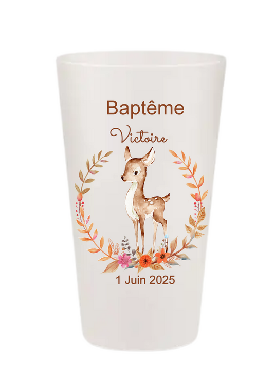 Gobelets personnalisés baptême/anniversaire biche couronne