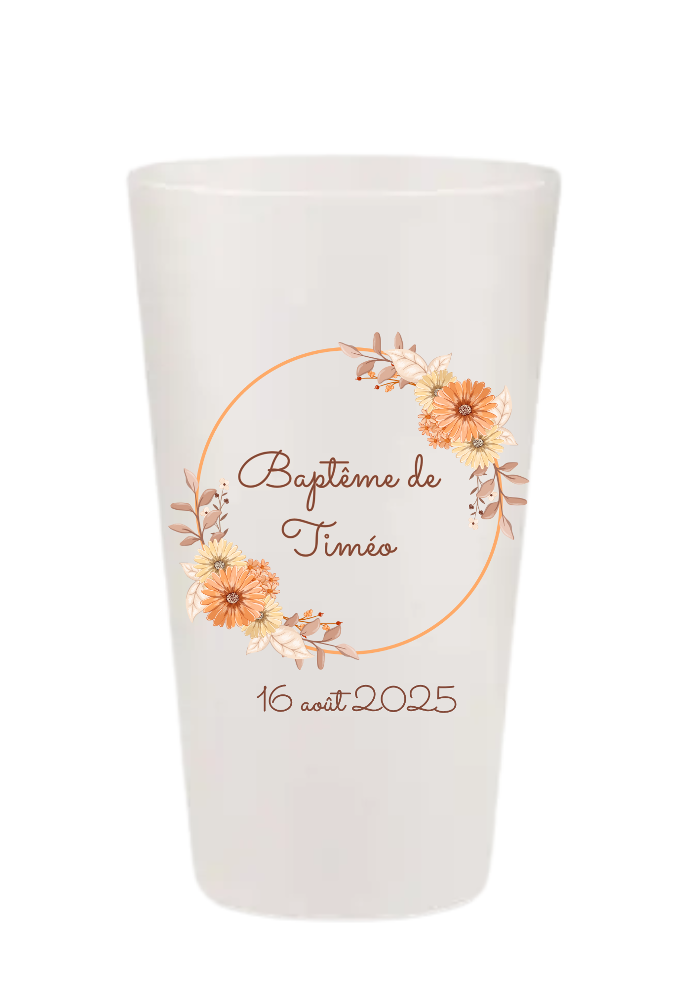 Gobelets personnalisés baptême/anniversaire terracota