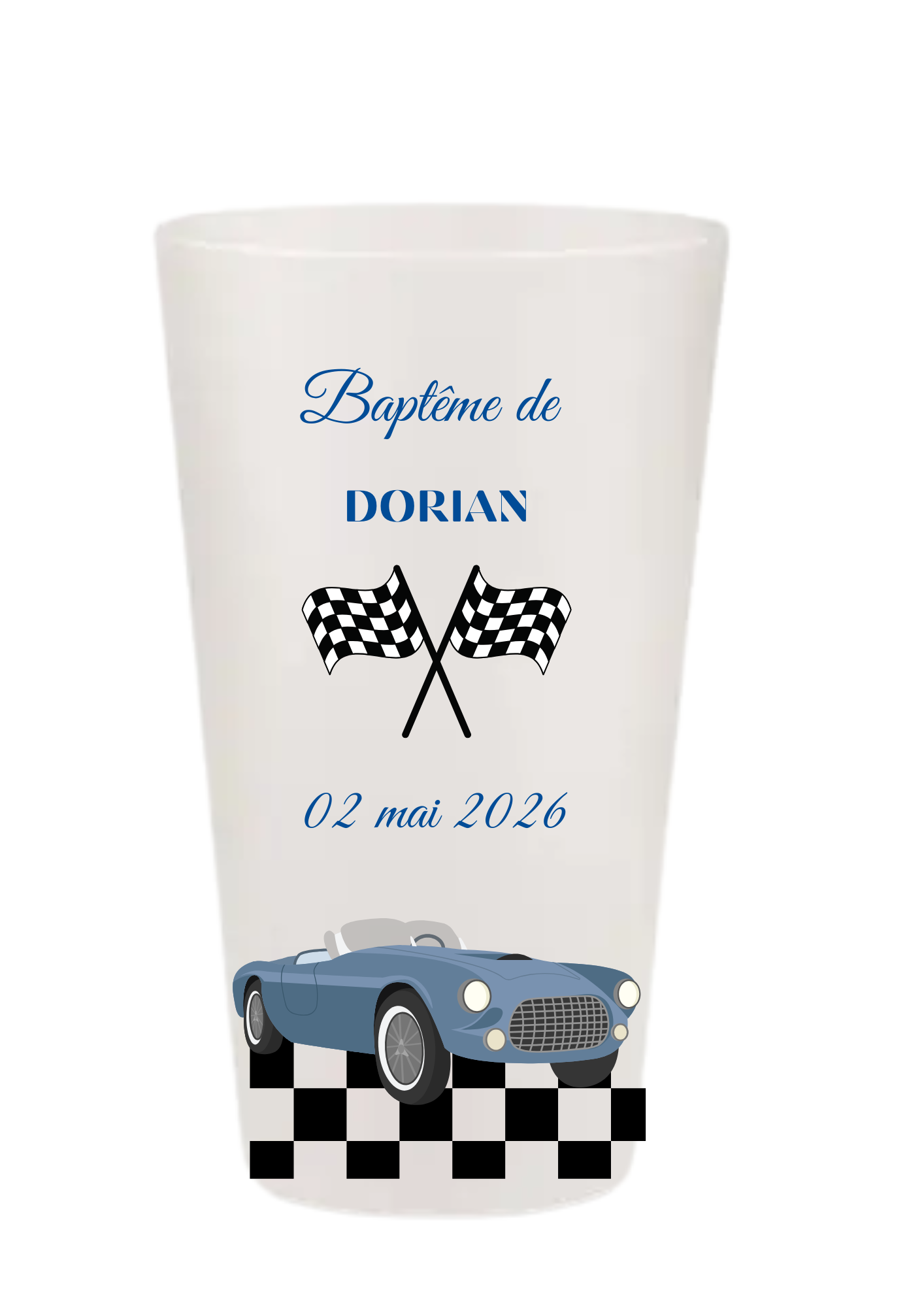 Gobelets personnalisés baptême/anniversaire voiture
