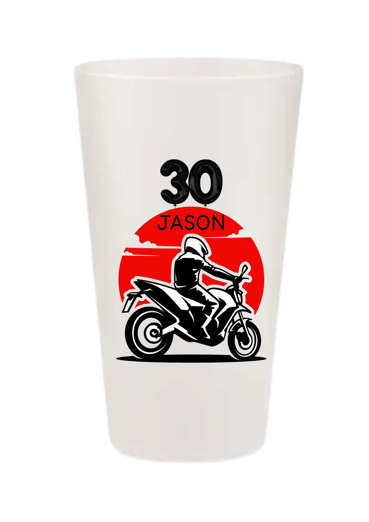 Gobelets personnalisés anniversaire moto rouge