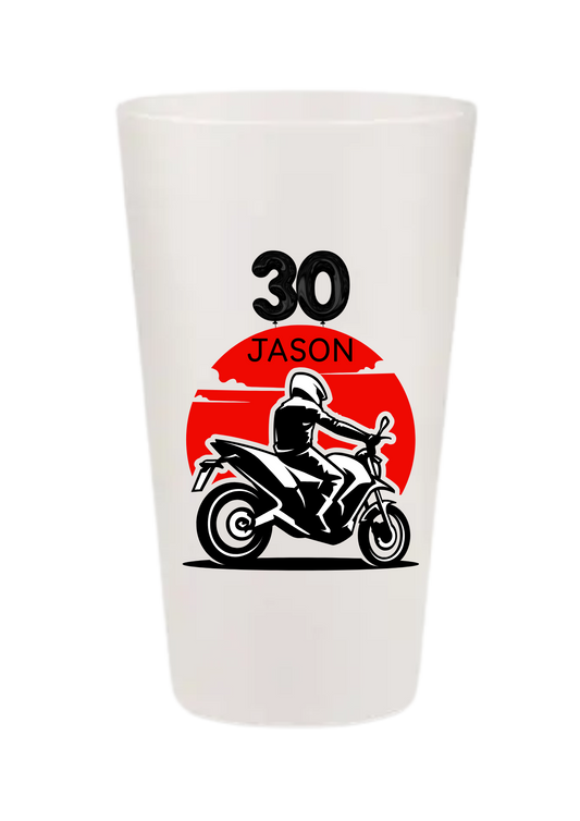 Gobelets personnalisés anniversaire moto rouge