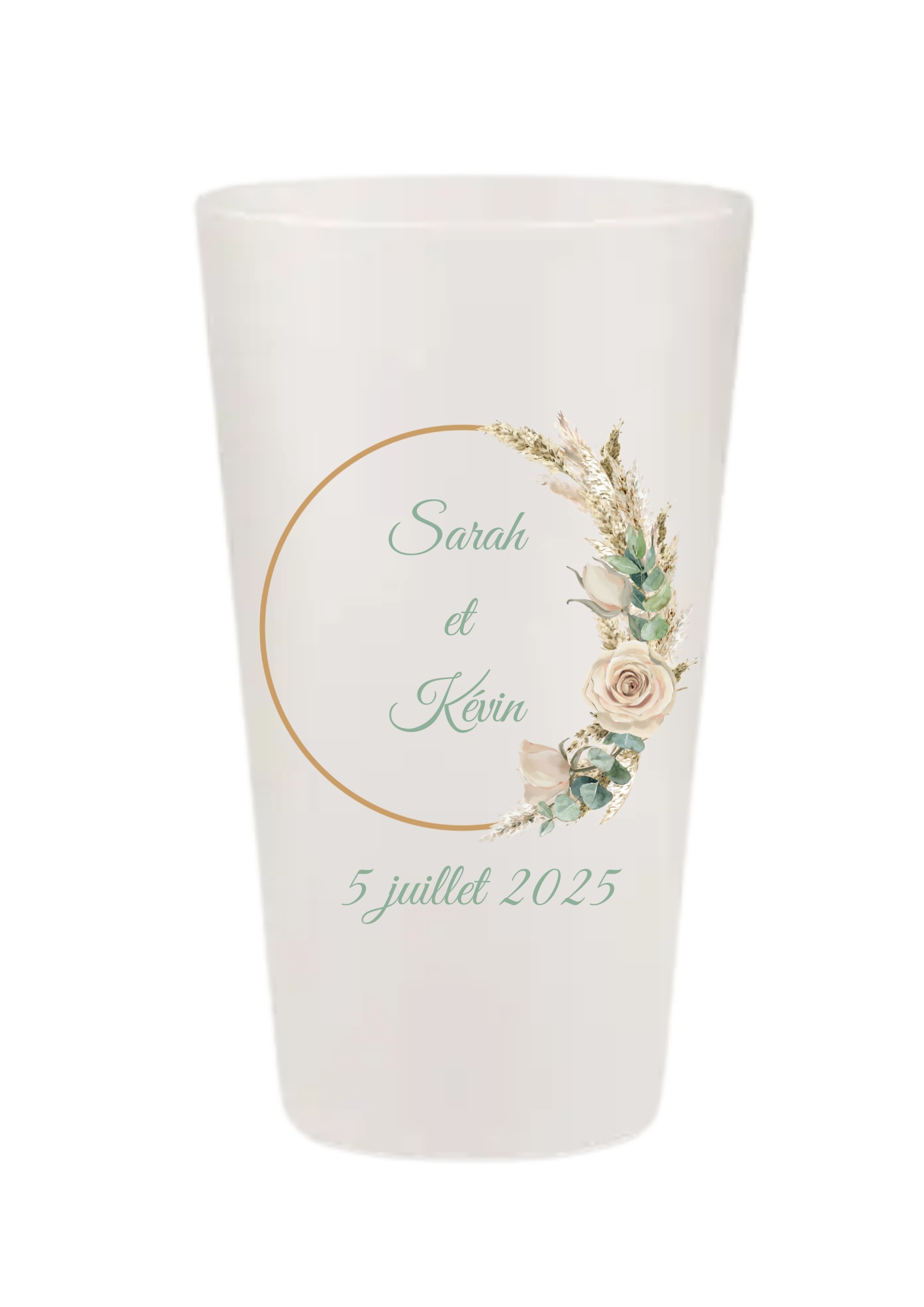 Gobelets personnalisés Mariage - Pampa vert sauge