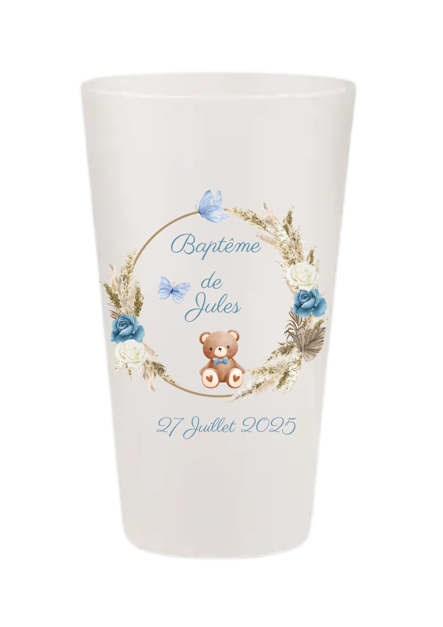 Gobelets personnalisés baptême/anniversaire ourson pampa