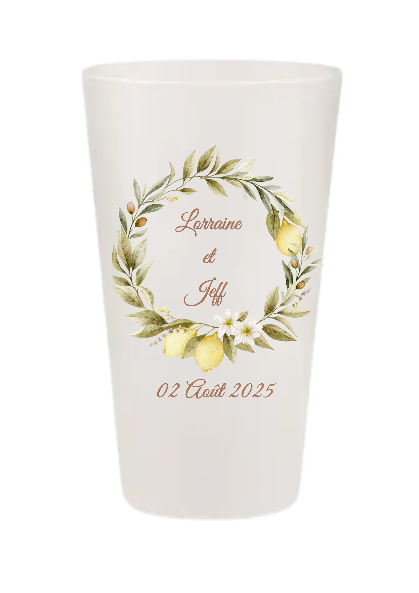 Gobelets personnalisés Mariage - citron olivier dolce vita