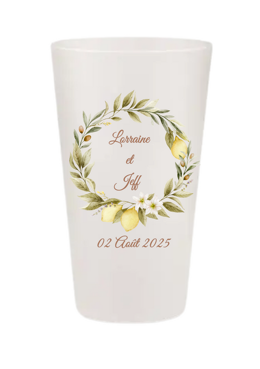 Gobelets personnalisés Mariage - citron olivier dolce vita