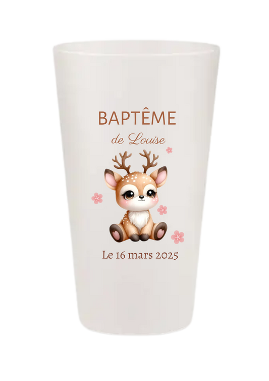 Gobelets personnalisés baptême/anniversaire biche