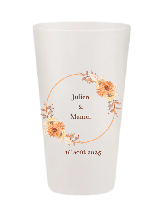 Gobelets personnalisés Mariage - Terracotta orange fleur