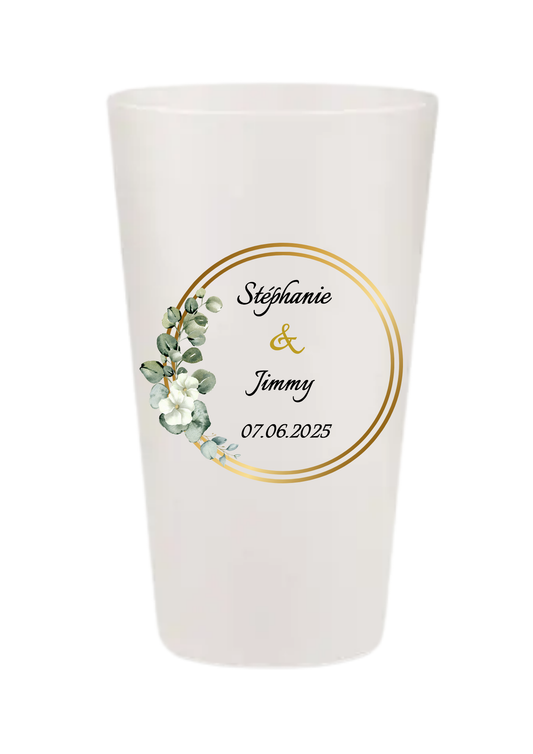 Gobelets personnalisés Mariage - doré vert sauge