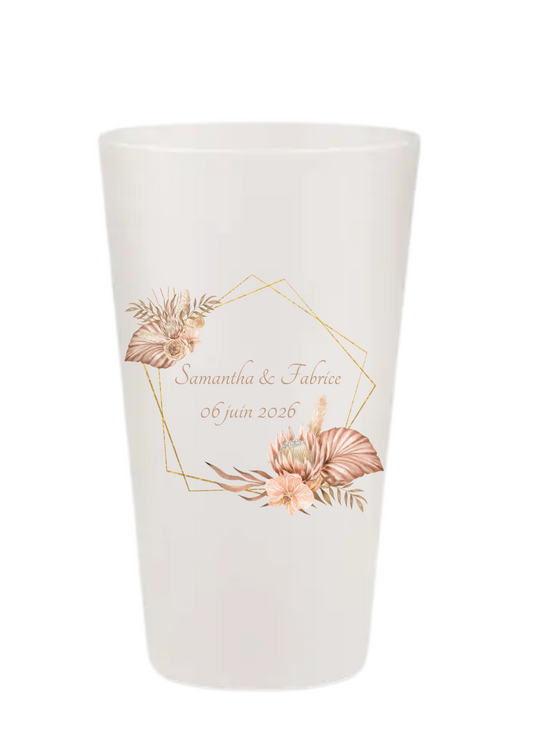 Gobelets personnalisés Mariage - Pampa rose / beige