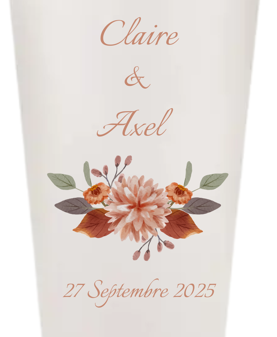 Gobelets personnalisés Mariage - fleurs terracotta