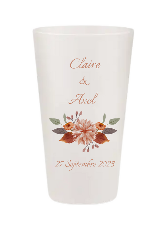 Gobelets personnalisés Mariage - fleurs terracotta