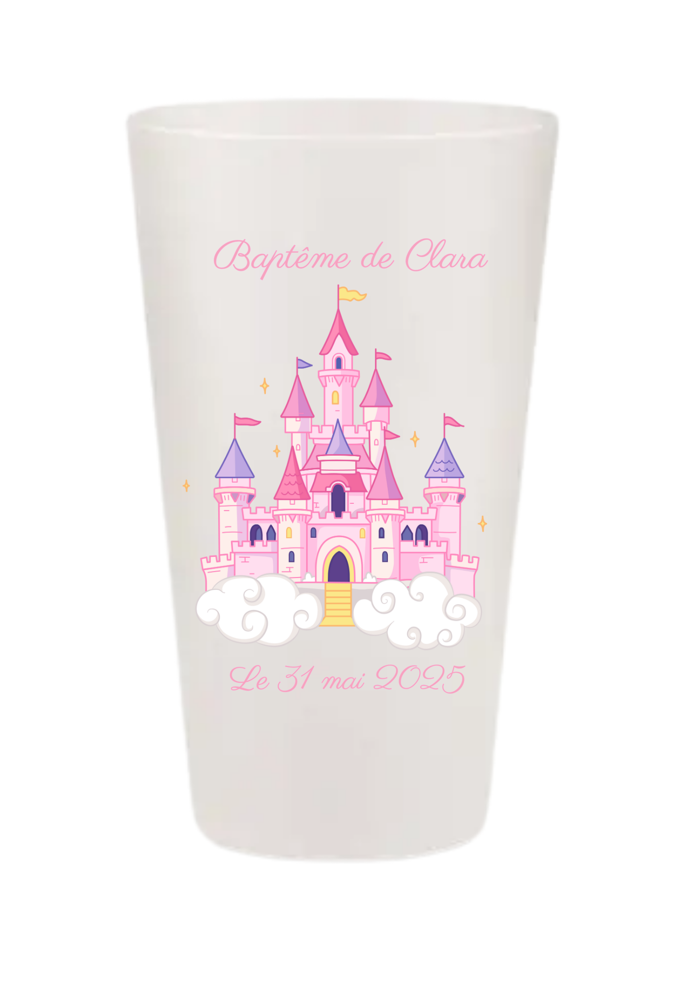 Gobelets personnalisés baptême/anniversaire château princesse