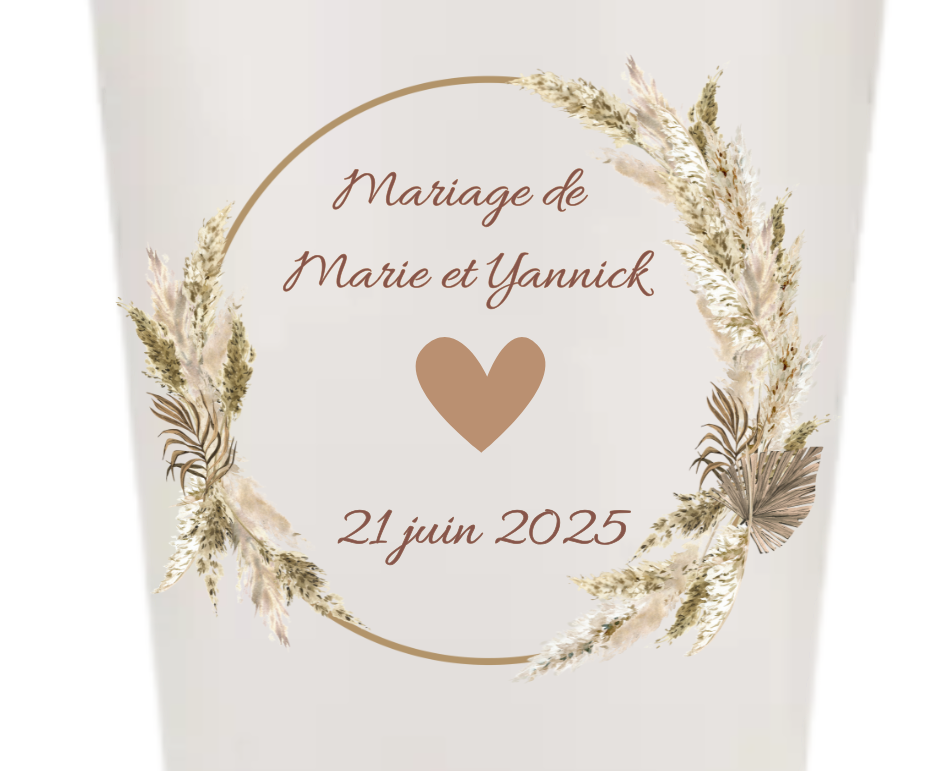 Gobelets personnalisés Mariage - Champêtre marron cœur