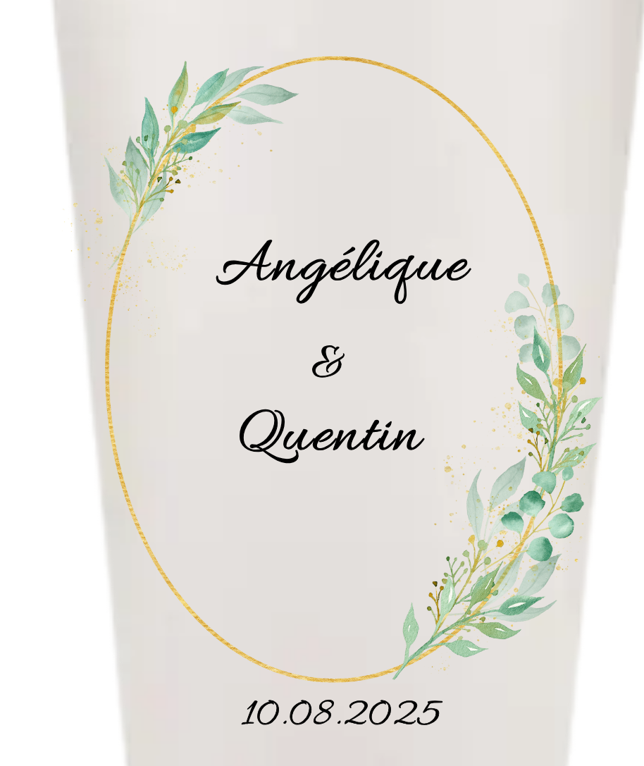 Gobelets personnalisés Mariage - Feuillage vert & or
