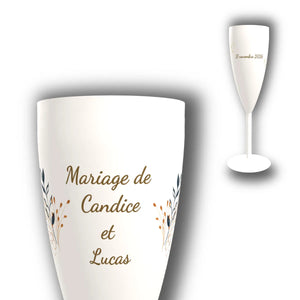 Flûte à Champagne Personnalisée – Botanique Bleu & Or