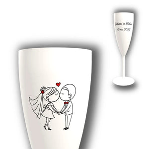 Flûte à Champagne Personnalisée – Couple de Mariés