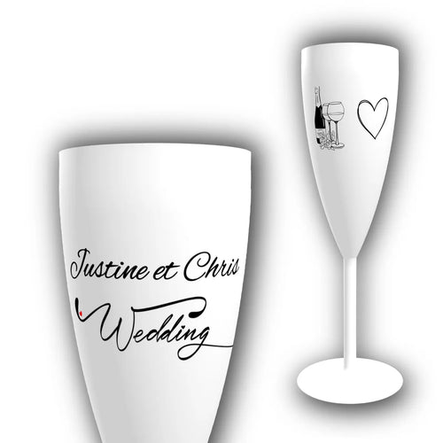 Flûte à champagne personnalisée Minimaliste Chic — vue d'ensemble et gros plan du design