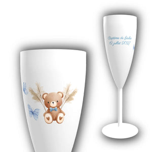 Flûte à Champagne Personnalisée – Petit Ourson Bleu