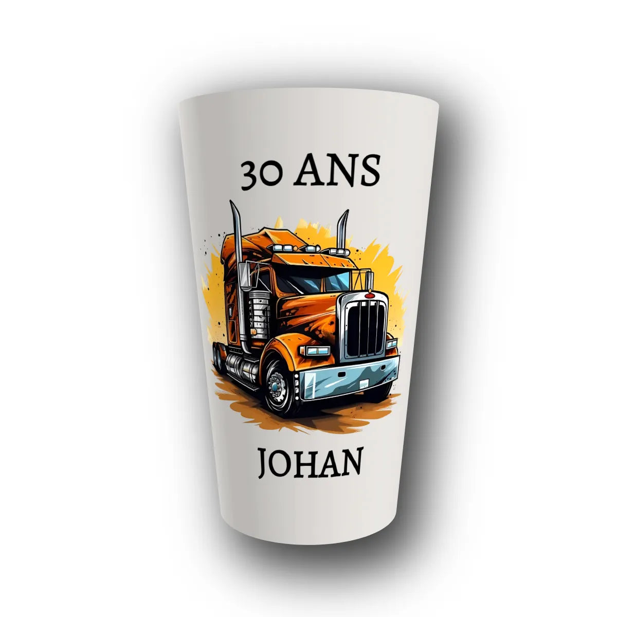 Gobelet réutilisable personnalisé anniversaire, American Truck, rendu 3D