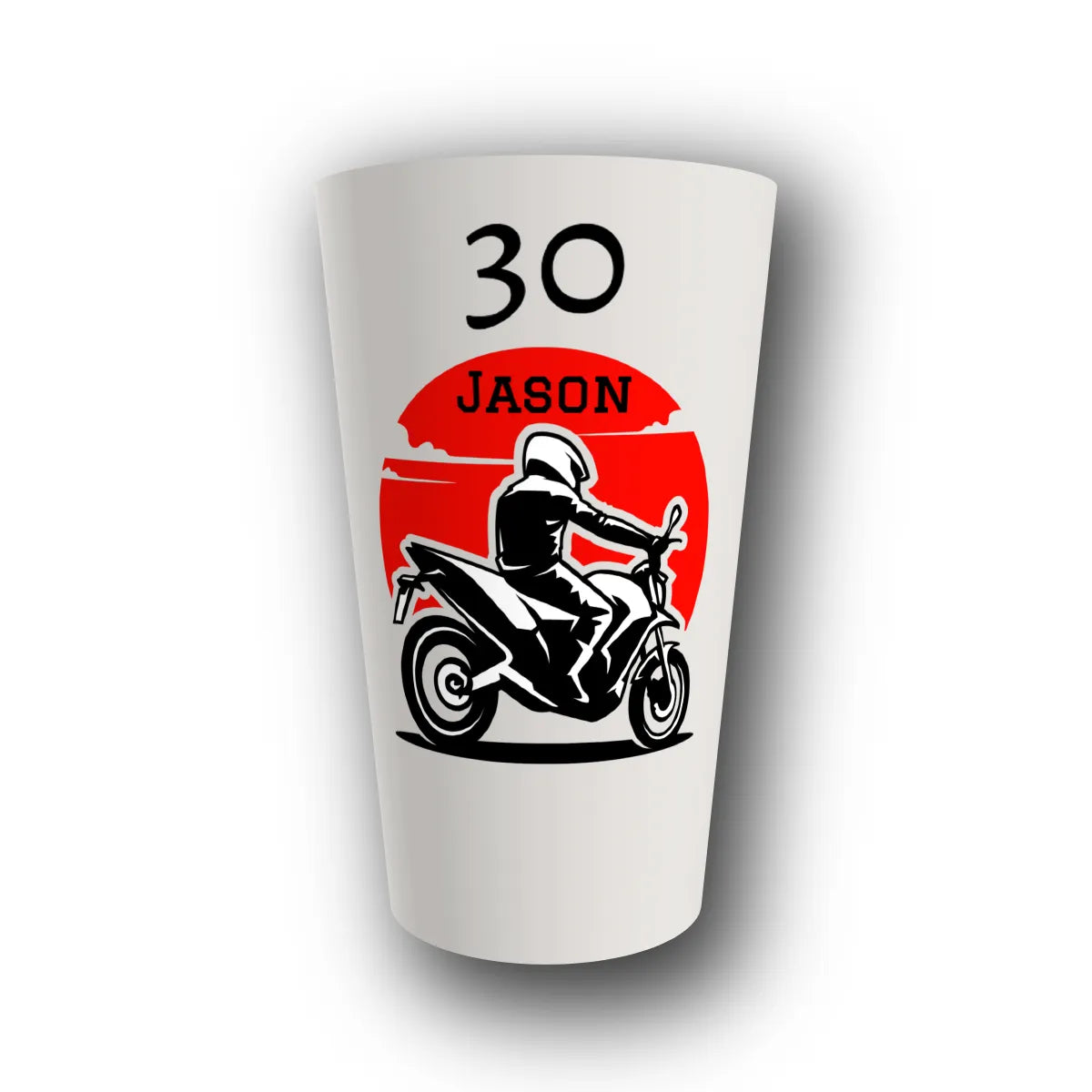Gobelet réutilisable personnalisé anniversaire, as du guidon, rendu 3D