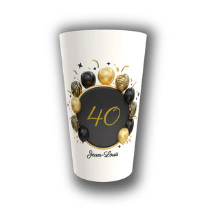 Gobelet Anniversaire Personnalisé – Ballons Gold & Black