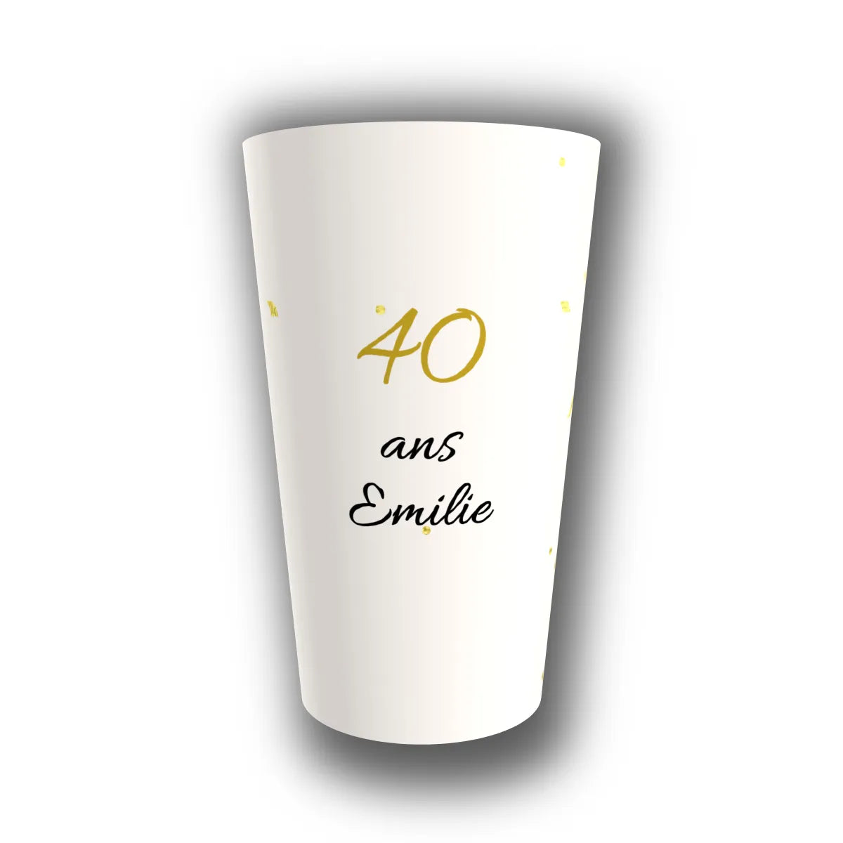 Gobelet anniversaire personnalisé Éclats Dorés & Festivités — réutilisable, Kuztom