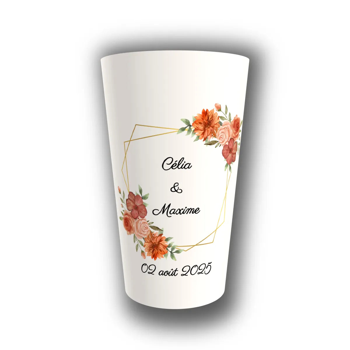 Gobelet mariage personnalisé Guinguette Florale — réutilisable, Kuztom