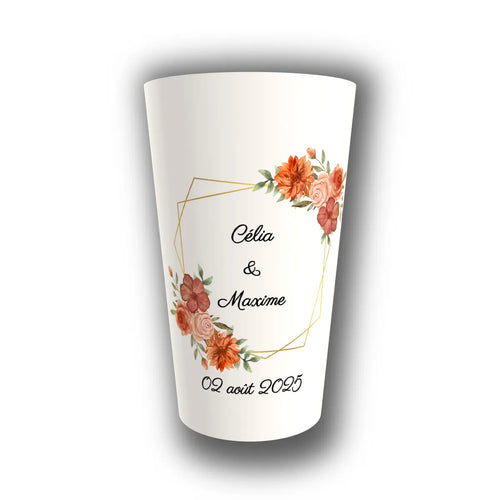 Gobelet mariage personnalisé Guinguette Florale — réutilisable, Kuztom