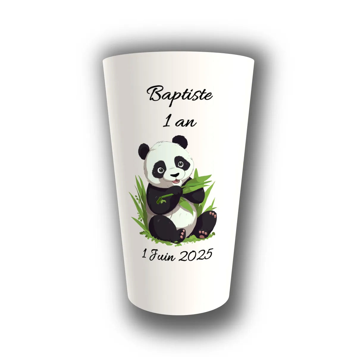 Gobelet anniversaire personnalisé Panda Bambou — réutilisable, Kuztom