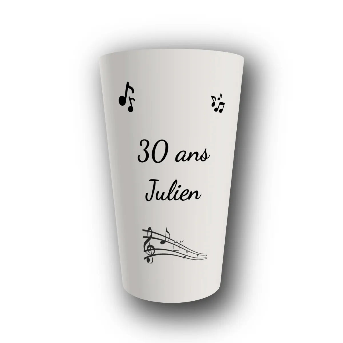 Gobelet réutilisable personnalisé anniversaire, partition de fête, rendu 3D
