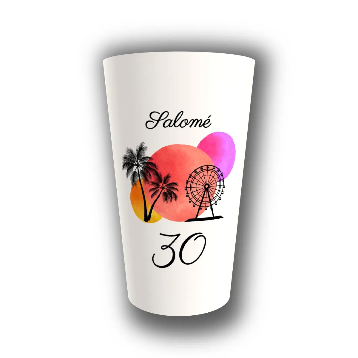 Gobelet anniversaire personnalisé Palmiers Tropical — réutilisable, Kuztom