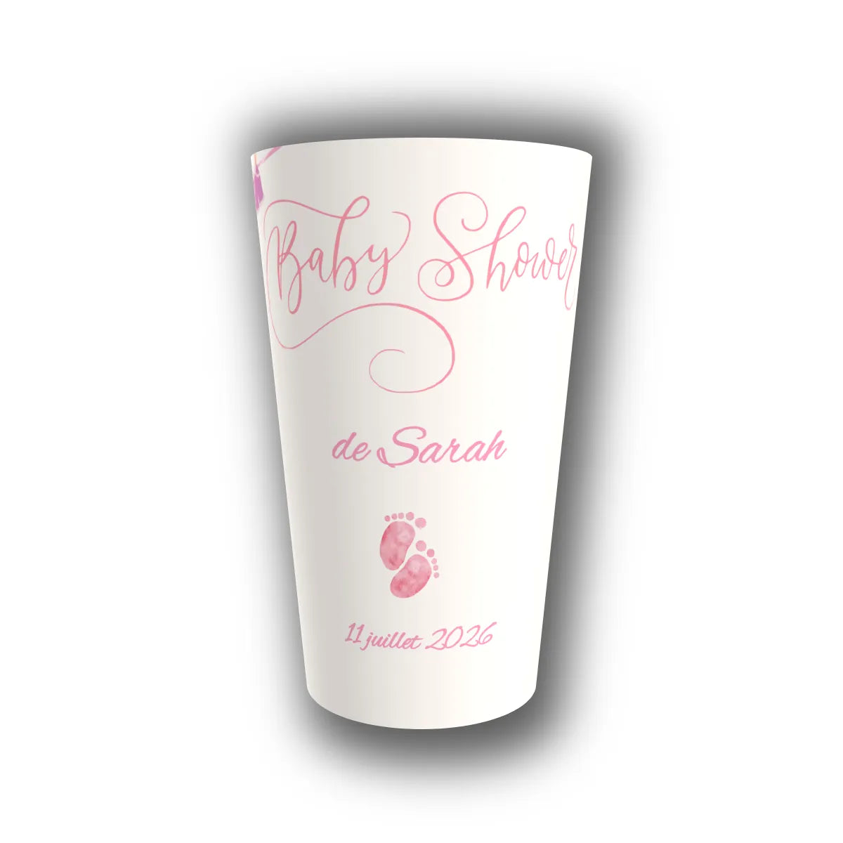 Gobelet baby shower personnalisé fille petits pieds roses — réutilisable, Kuztom