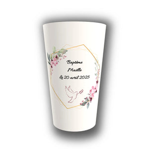 Gobelet Baptême Personnalisé – Couronne de Paix