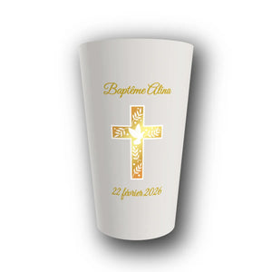 Gobelet Baptême Personnalisé – Croix de Lumière