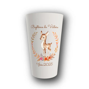 Gobelet Baptême Personnalisé – Faon Enchanté