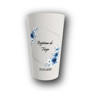 Gobelet Baptême Personnalisé – Hexagone Bleu Nuit