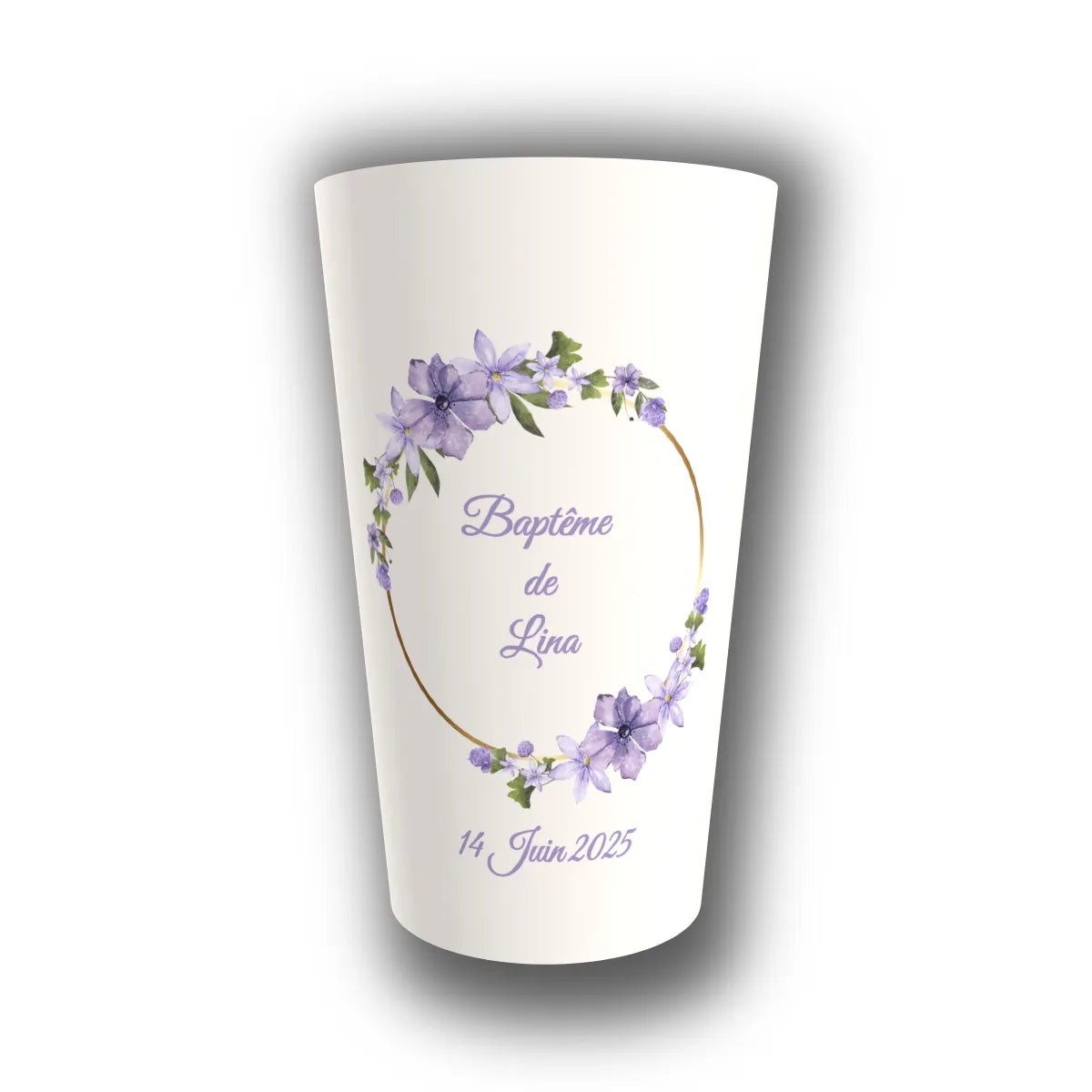 Gobelet baptême personnalisé Lilas Enchanté — réutilisable, Kuztom