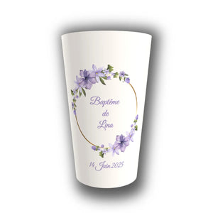 Gobelet Baptême Personnalisé – Lilas Enchanté