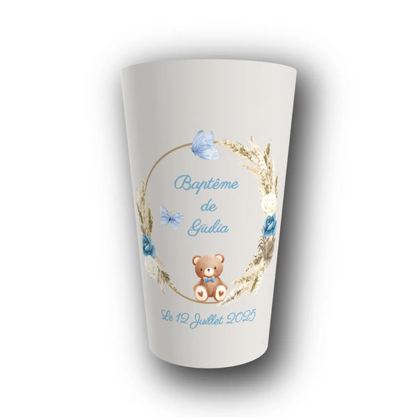 Gobelet Baptême Personnalisé – Ourson Bohème