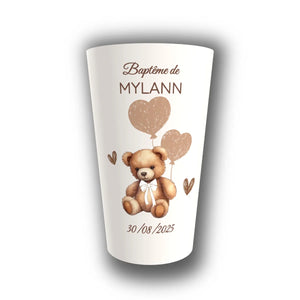 Gobelet Baptême Personnalisé – Ourson Câlin