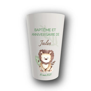 Gobelet Baptême Personnalisé – Petit Lion Savane