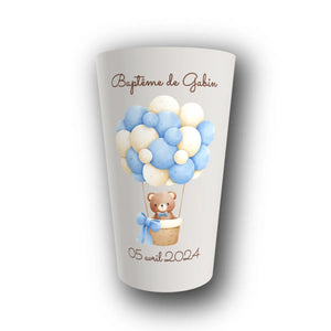Gobelet Baptême Personnalisé – Petit Ours Montgolfière