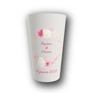 Gobelet Baptême Personnalisé – Roseraie
