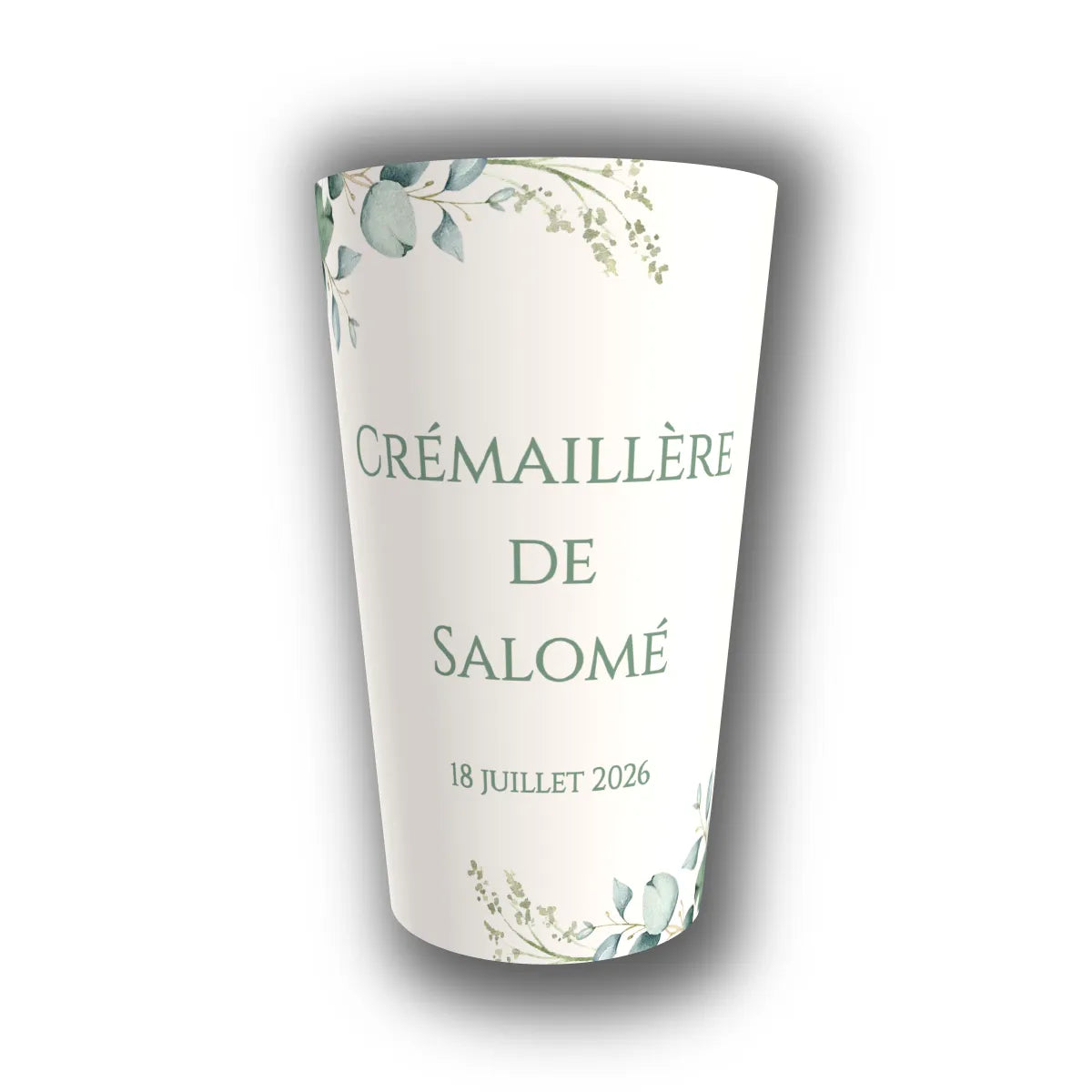 Gobelet crémaillère personnalisé eucalyptus aquarelle — réutilisable, Kuztom