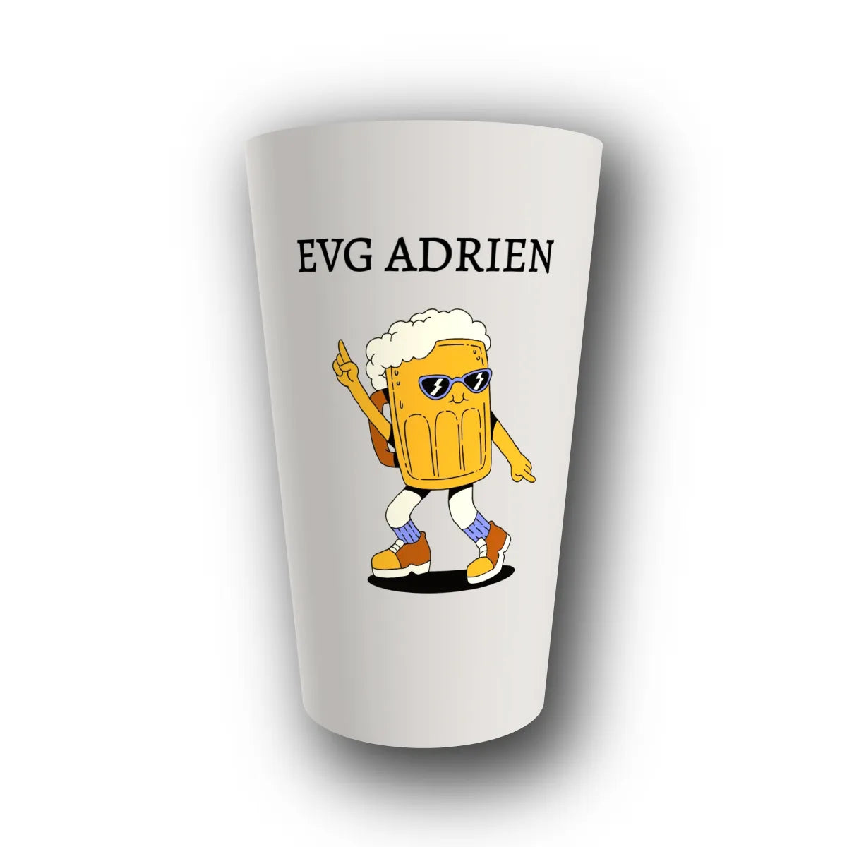 Gobelet réutilisable personnalisé EVG, chope de bière fun, rendu 3D