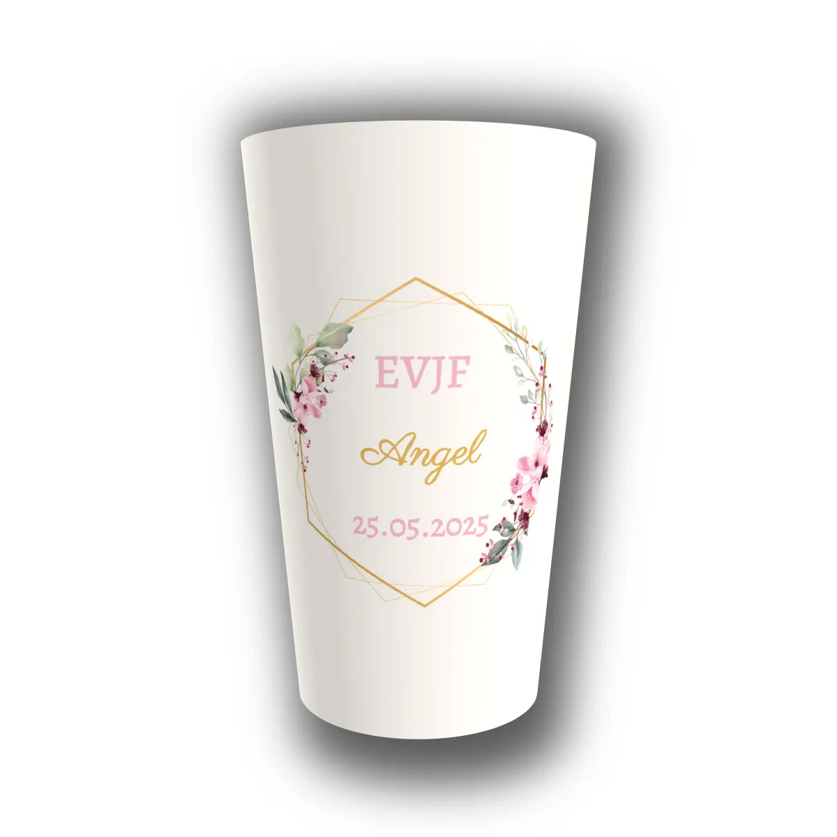 Gobelet EVJF personnalisé Hexagone Floral — réutilisable, Kuztom