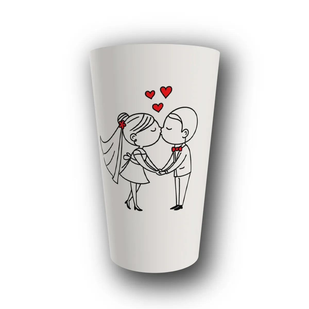 Gobelet réutilisable personnalisé mariage, baiser romantique, rendu 3D