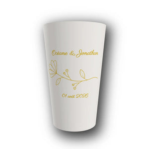 Gobelet Mariage Personnalisé – Brin de Nature Doré
