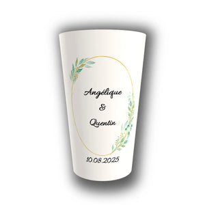 Gobelet Mariage Personnalisé – Ellipse Eucalyptus & Or