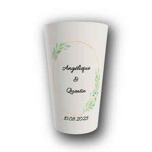 Gobelet Mariage Personnalisé – Ellipse Eucalyptus & Or